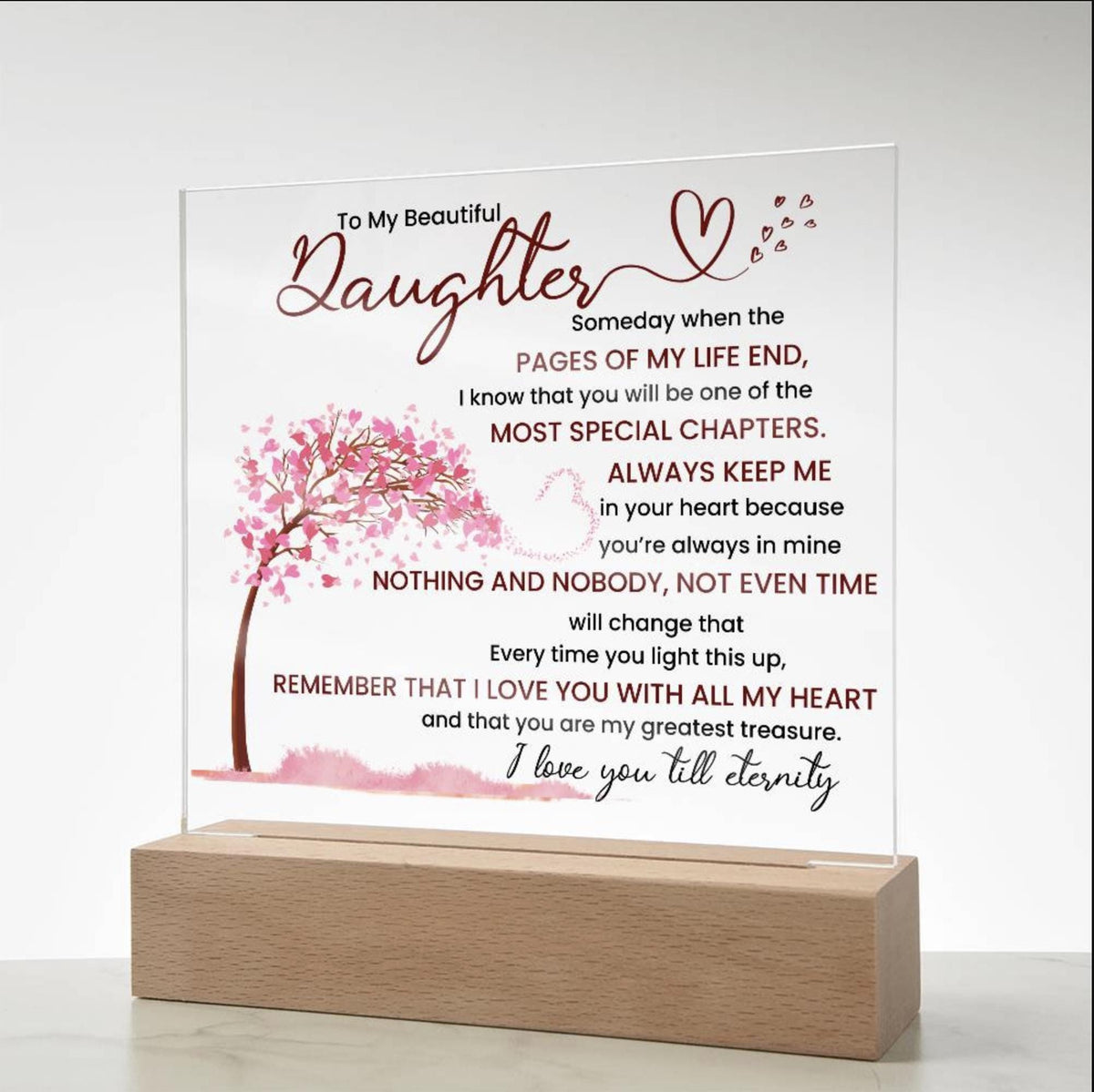 Night light Keepsake Gift for Daughter- Eternity- Plaque lamp Graduation Gift For Daughter, Gift From Mom, Gift From Dad, Birthday Gift