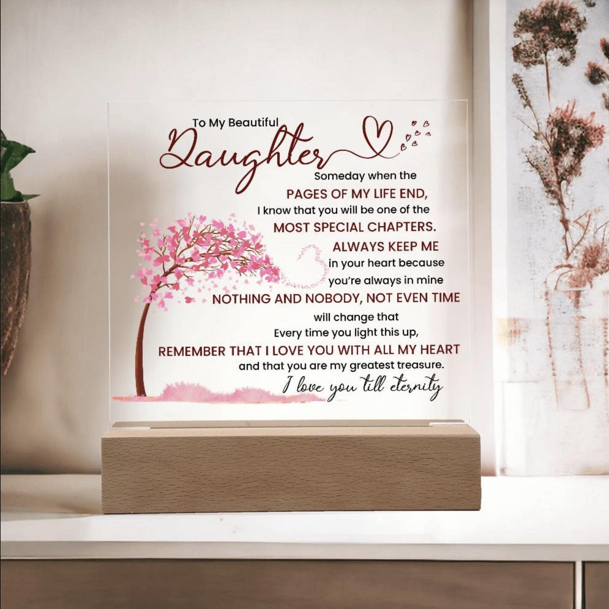 Night light Keepsake Gift for Daughter- Eternity- Plaque lamp Graduation Gift For Daughter, Gift From Mom, Gift From Dad, Birthday Gift