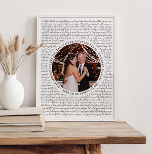 Father s Day Gift Father of the Bride Gift Framed Song Lyrics Art Wedding Gifts for Parents from Daughter Gift, Gift for Her Anniversary