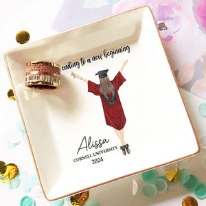 Personalized Jewelry Dish for Daughter Class of 2025 College-PHD Graduation, Graduation Gift for Her, Masters Degree Gifts, Unique Keepsake