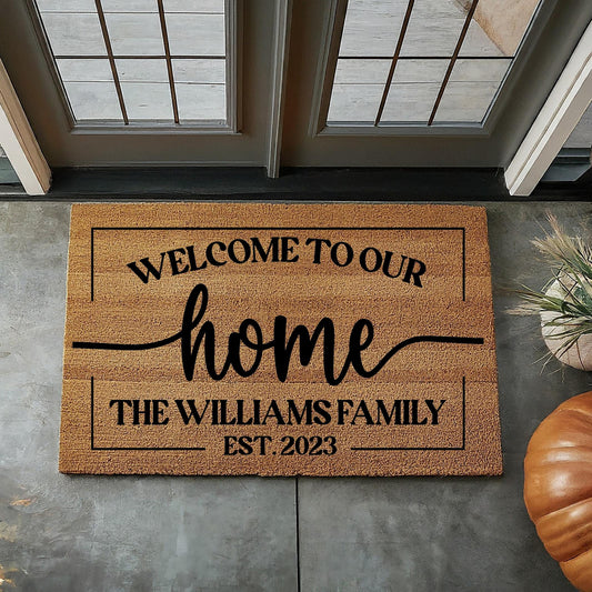 Custom Door mat - Welcome To Our Home - Wedding Gift - Newlywed Gift - Couples Gift - Last Name - Housewarming Gift - Family Name