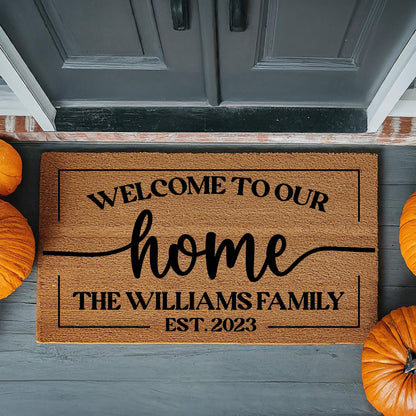 Custom Door mat - Welcome To Our Home - Wedding Gift - Newlywed Gift - Couples Gift - Last Name - Housewarming Gift - Family Name