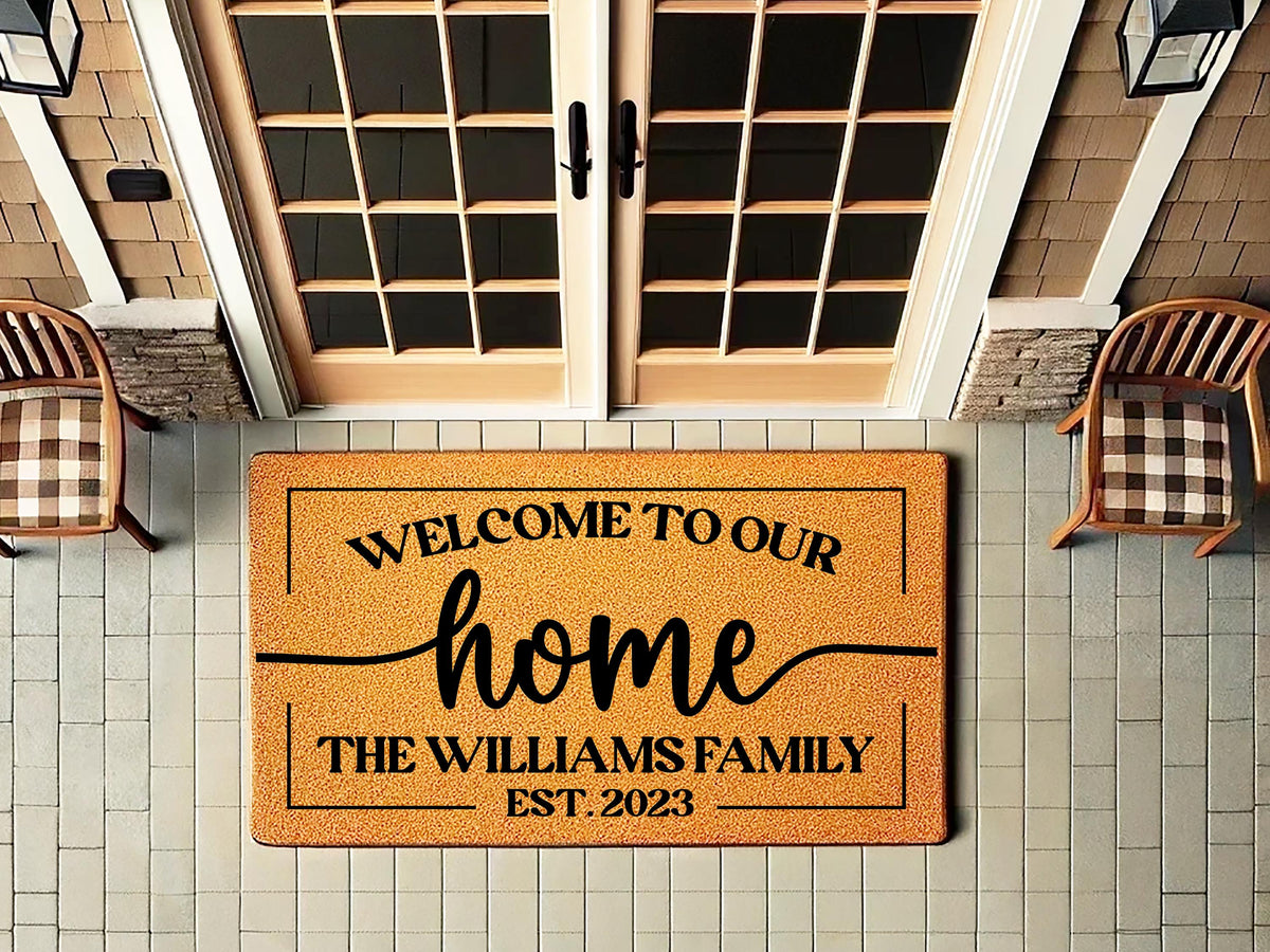 Custom Door mat - Welcome To Our Home - Wedding Gift - Newlywed Gift - Couples Gift - Last Name - Housewarming Gift - Family Name