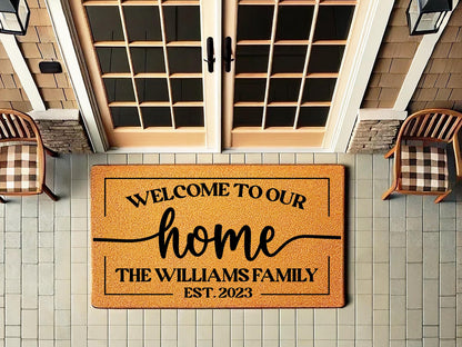 Custom Door mat - Welcome To Our Home - Wedding Gift - Newlywed Gift - Couples Gift - Last Name - Housewarming Gift - Family Name