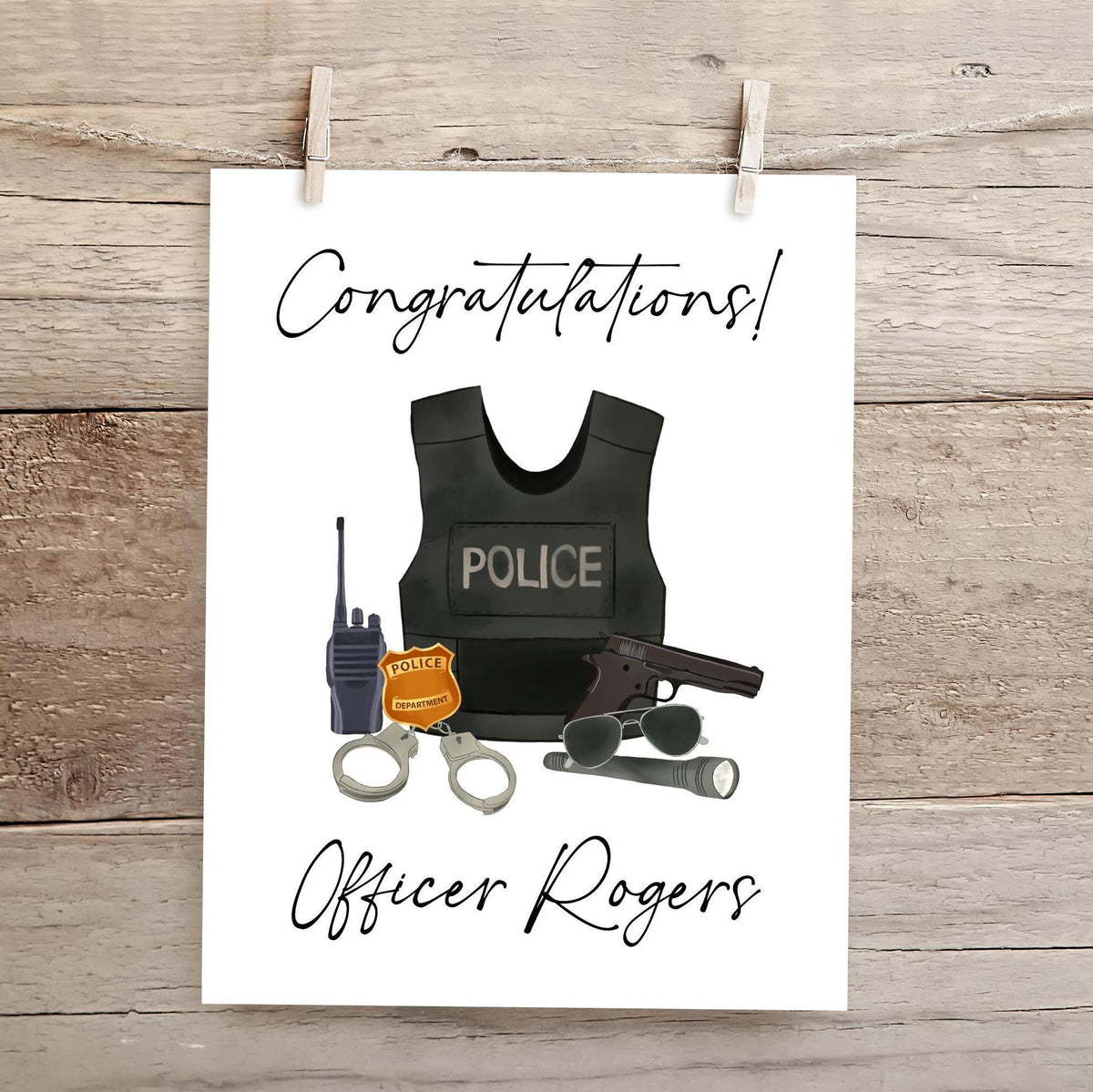 Police Officer Gift Cards, Personalized Graduation Greeting Card for Him, Party Decoration, Custom Printed Card