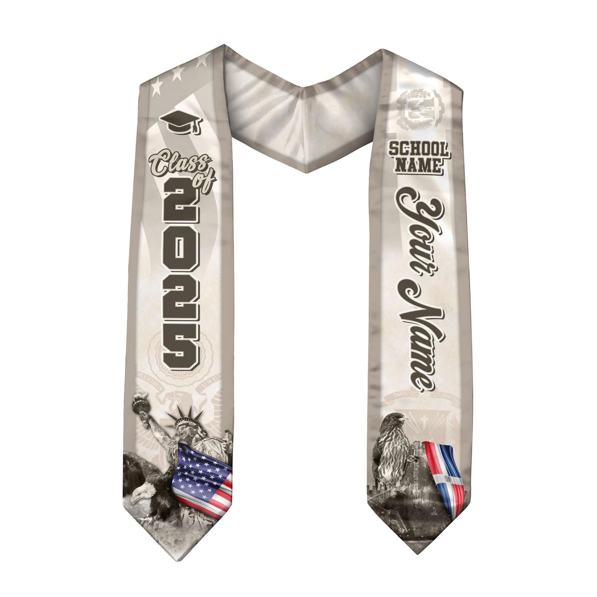 Personalized Dominicans American Flag Graduation Sash 2025, Dominican Republic Graduation Stole Customize 2025, Custom Graduation Stole 2025