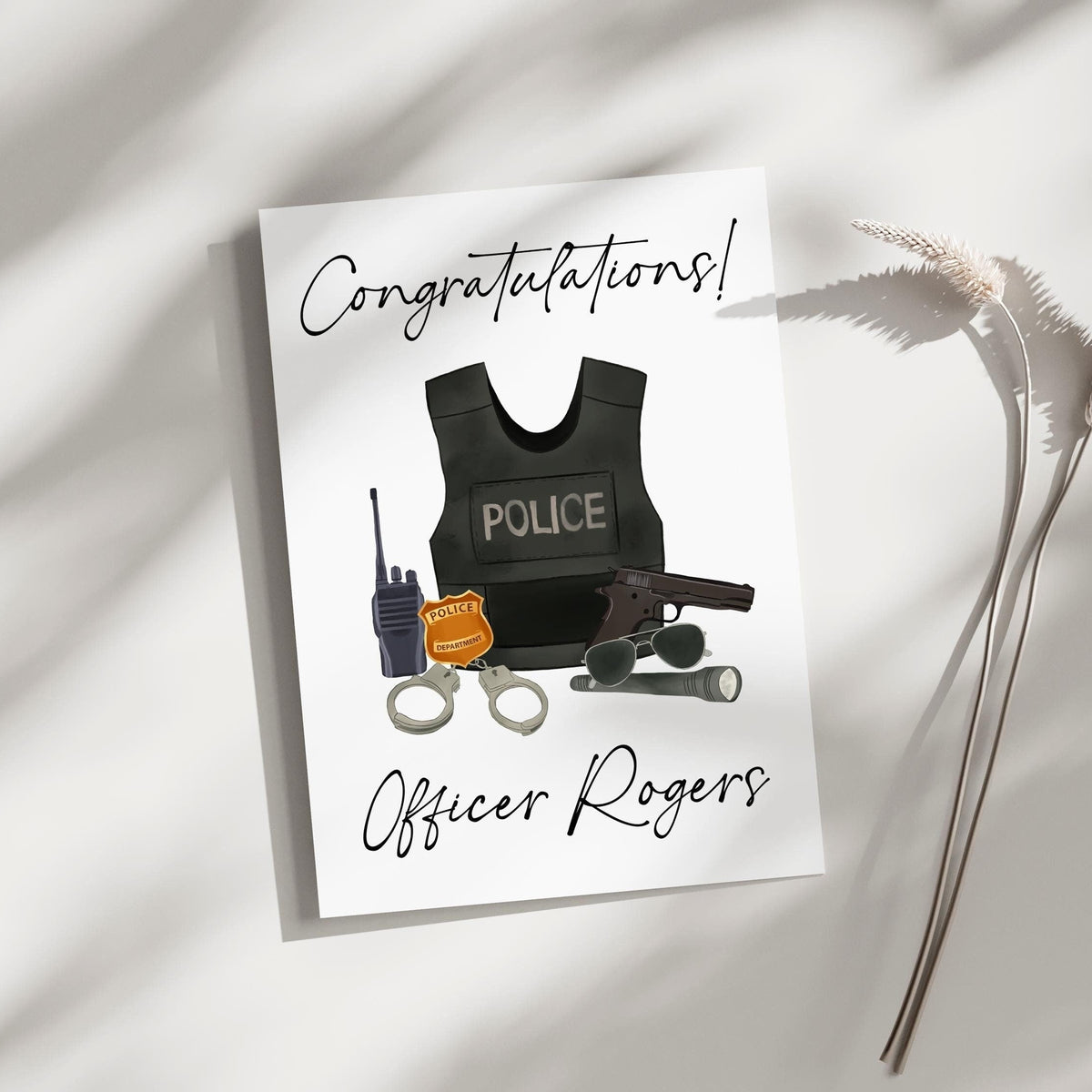 Police Officer Gift Cards, Personalized Graduation Greeting Card for Him, Party Decoration, Custom Printed Card