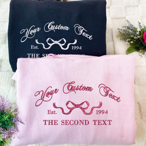 Embroidered Sorority Shirt, Girls Trip Sweatshirt, Coquette Sorority Tee, Custom Text Shirt, Custom College Sorority Crewnecks, BFF Gift