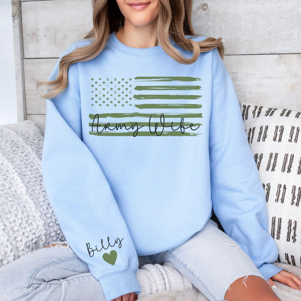 Personalized Proud Army Wife Sweatshirt, Military Wife Sweatshirt, Army Wife Shirt,Military Mom Shirt, Army Wife Gift,Christmas Gift for Mom