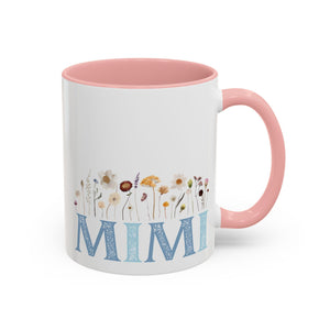 Mimi Accent Mug with Flowers, Grandma Gift, Mother's Day Present, Floral Coffee Cup, Personalized Tea Mug, Ceramic Drinkware