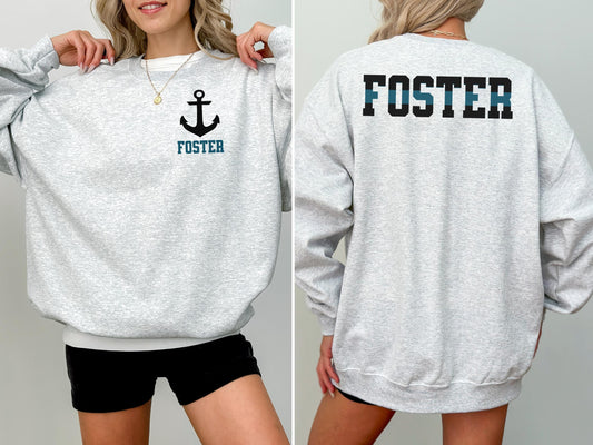 Custom Navy Wife Sweatshirt with Name, Personalized Proud Navy Family Shirt, Christmas Gift Sailor Military Family Sweatshirt Thin Blue Line