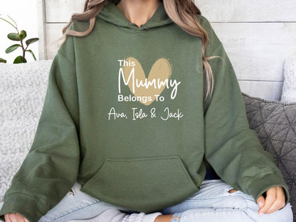 Mummy Hoodie, This Mummy Belongs, Custom Mama Jumper, Personalised Jumper, New Mum Gift, Mama Birthday Gift, Mom To Be Top, New Mummy Hoodie