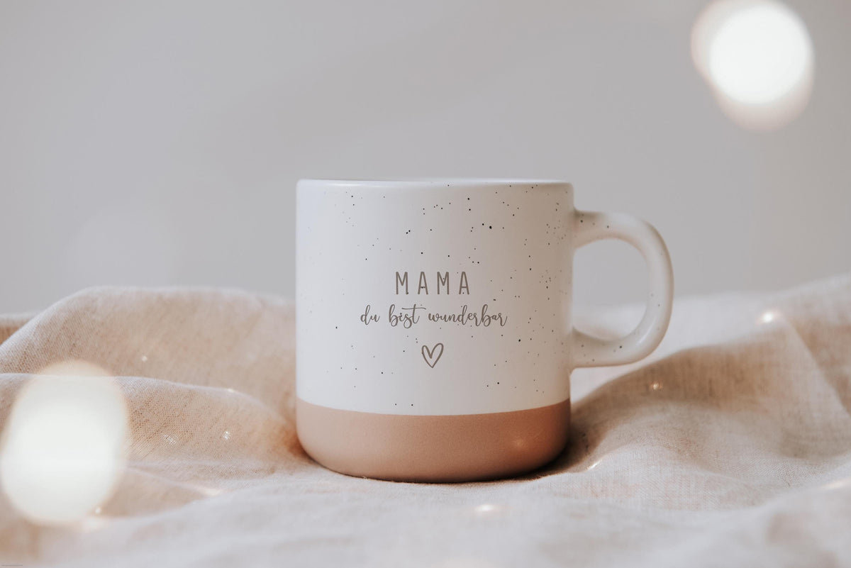 Personalized ceramic mug with your text | Stoneware mug with your own engraving | Natural and unglazed base