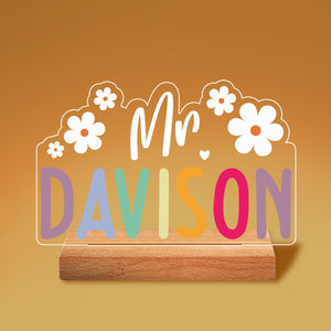 Custom Name Sign for Desk, Lighted Acrylic Nameplate, Gift for Teacher, Personalized Name Desk Plate for Teacher Night Light