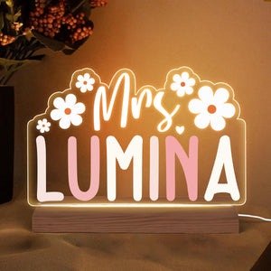 Custom Name Sign for Desk, Lighted Acrylic Nameplate, Gift for Teacher, Personalized Name Desk Plate for Teacher Night Light