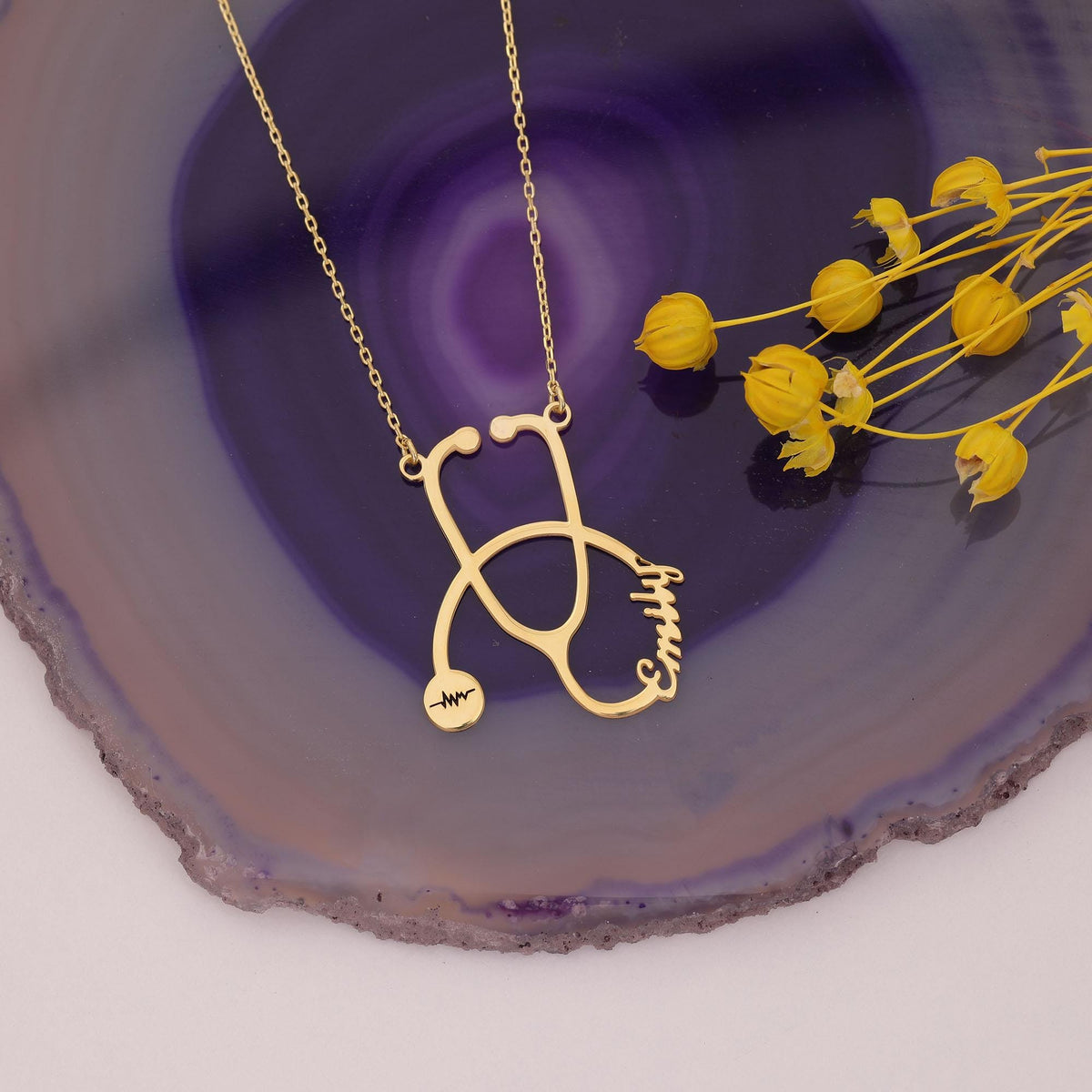 Custom Stethoscope Name Necklace, Medical Jewelry Gift for Nurse or Doctor, Unique Graduation Gift, Valentine's Day Gift