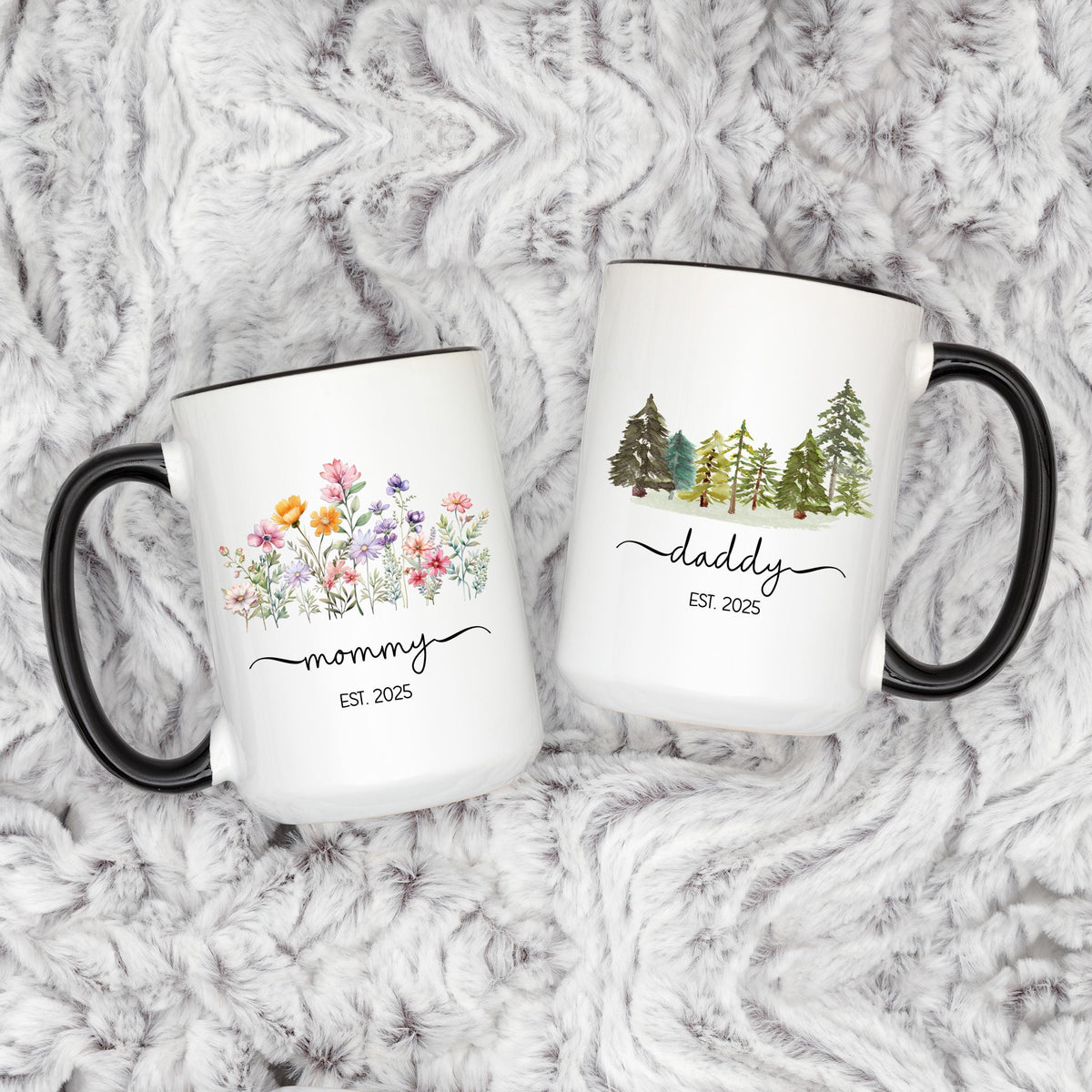 Mom And Dad Mugs Est 2025 First Time Mom Dad Mom and Dad Mugs Gift For New Parents Mugs Pregnancy Announcement Promoted To Mom And Dad To Be