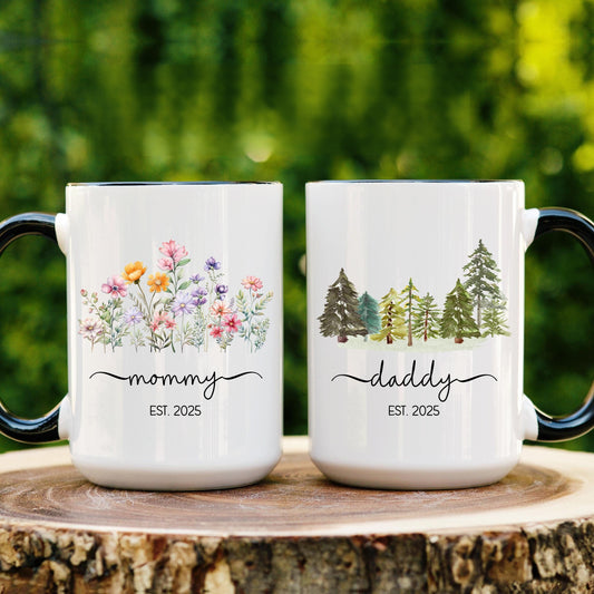 Mom And Dad Mugs Est 2025 First Time Mom Dad Mom and Dad Mugs Gift For New Parents Mugs Pregnancy Announcement Promoted To Mom And Dad To Be