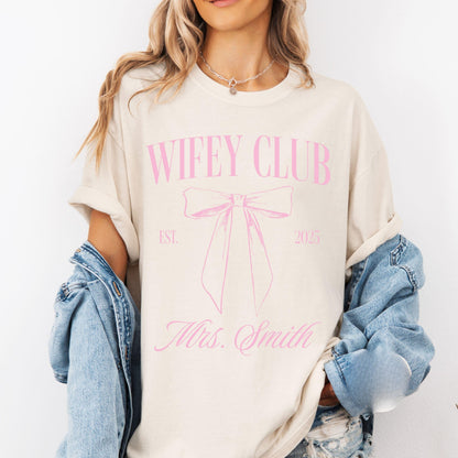 Custom Wifey Tshirt Comfort Colors, Fiance Shirt, New Wife Gift, Coquette Wifey Shirt, Engagement Gift, Engagement Announcement, Bride Shirt