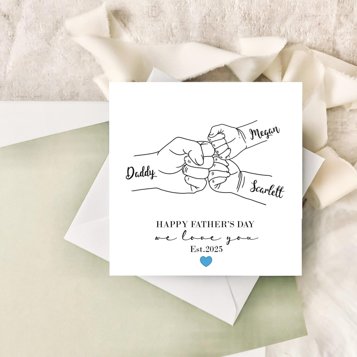 Personalised Fist Bump Father's Day Card | Special Card for Daddy, Gift for Grandad, 1st Fathers Day Keepsake, Someone like Dad, 2 3 4 5 6 Children