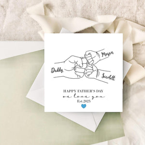 Personalised Fist Bump Father's Day Card | Special Card for Daddy, Gift for Grandad, 1st Fathers Day Keepsake, Someone like Dad, 2 3 4 5 6 Children