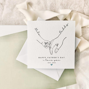 Personalised Hand Print Father's Day Card | Special Card for Daddy, Gift for Grandad, 1st Fathers Day Keepsake, Someone like Dad, 2 Children