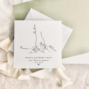 Personalised Hand Print Father's Day Card | Special Card for Daddy, Gift for Grandad, 1st Fathers Day Keepsake, Someone like Dad, 2 Children