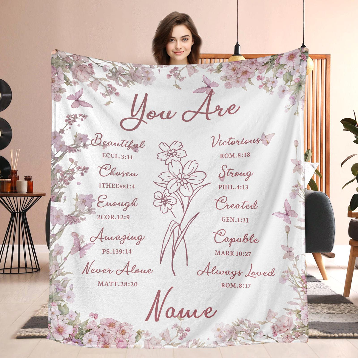 Custom Christian Gifts Blanket, Religious Gifts for Women, Personalized Name Blanket, Faith Gifts, Inspirational Gift for Girls Daughter