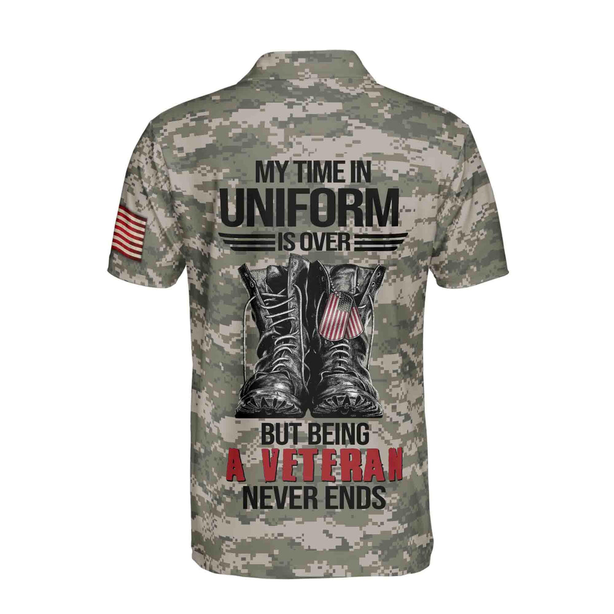 Veteran U.S Military Army Personalized Name American Patriotic Veteran 3D All Over Printed Polo Shirt