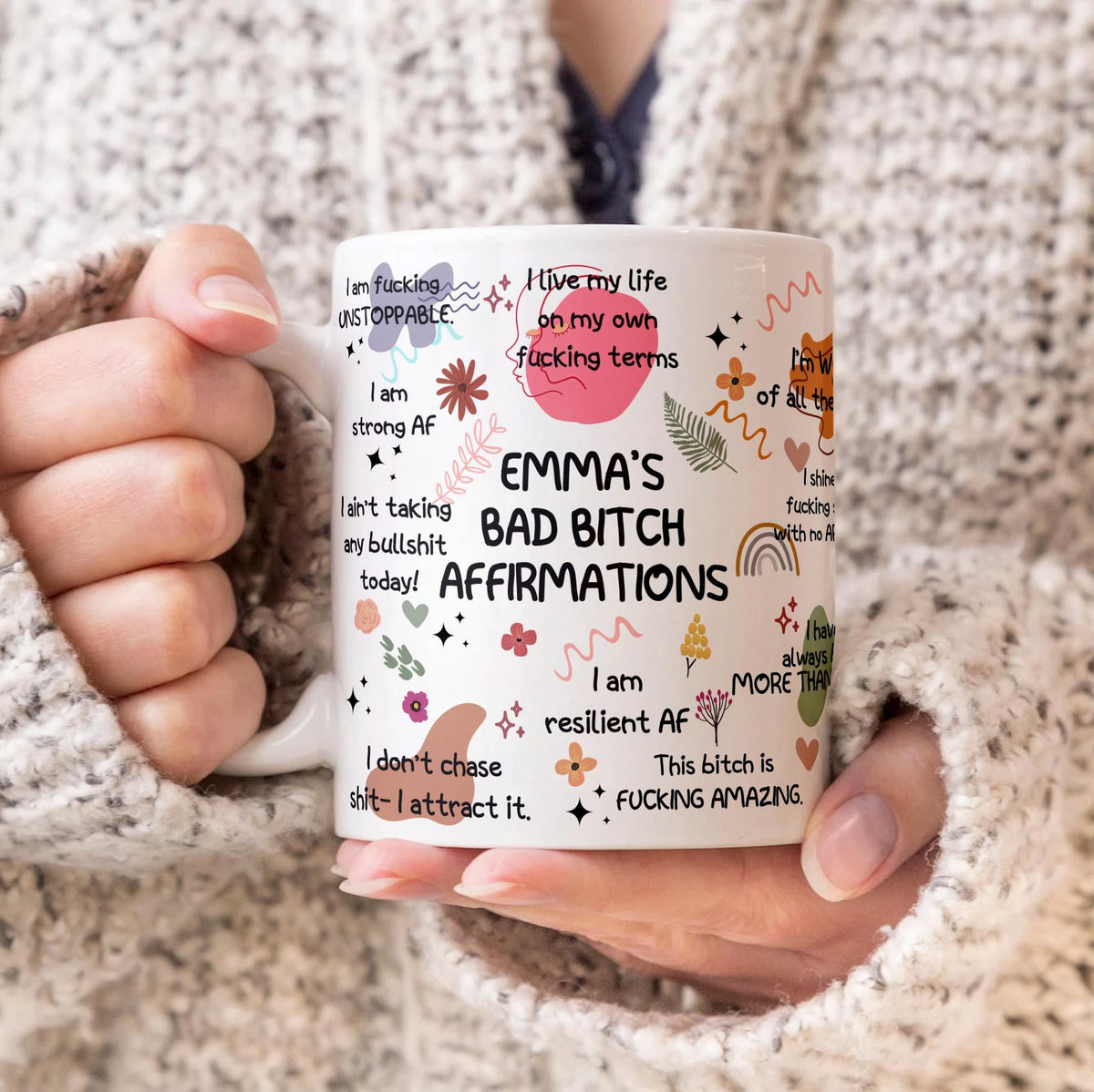 Bad B*Tch Affirmations Funny Mug For Coworkers, Friends, Self Gift, Daily Reminder Cup, Swear Mug, Swear Affirmation, Positive Vibes Mug