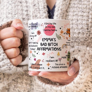 Bad B*Tch Affirmations Funny Mug For Coworkers, Friends, Self Gift, Daily Reminder Cup, Swear Mug, Swear Affirmation, Positive Vibes Mug