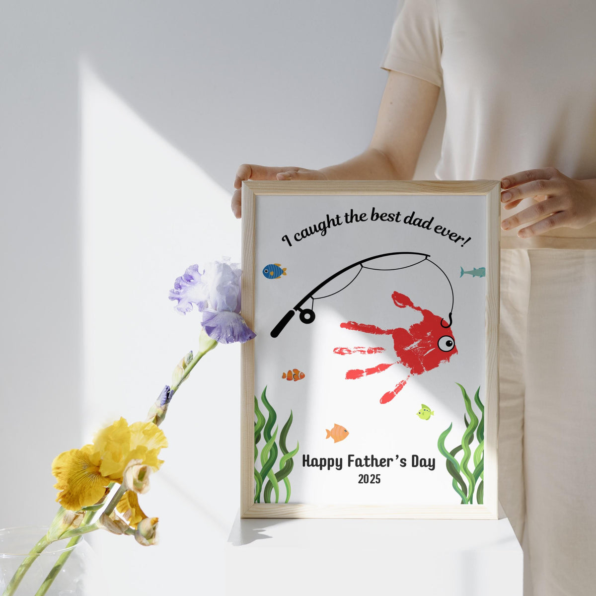 Father's Day Handprint Craft Canvas | Gift For Dad | Father's Day Craft Printable | Best Dad Gift | Fishing Craft | Father's Day Gift