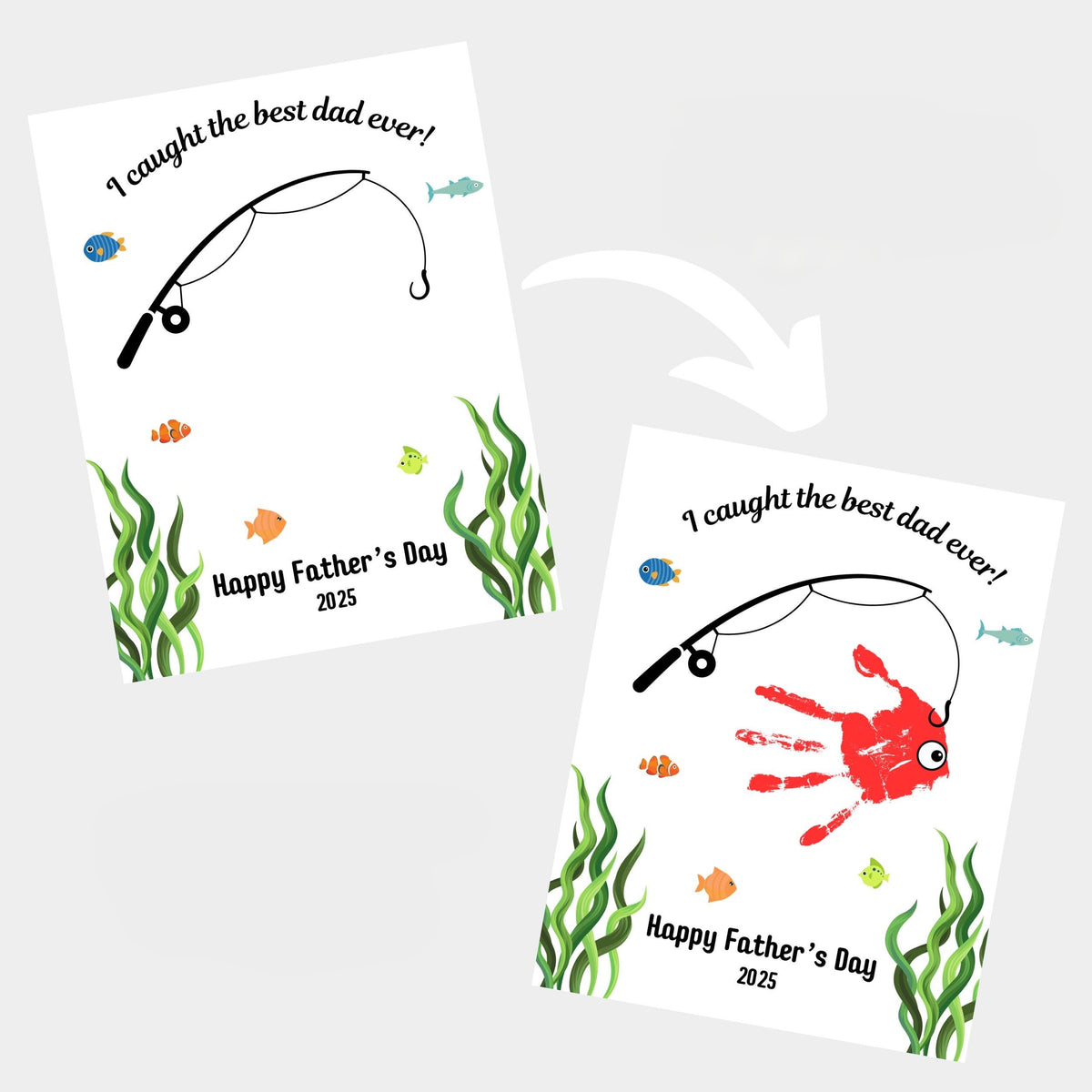 Father's Day Handprint Craft Canvas | Gift For Dad | Father's Day Craft Printable | Best Dad Gift | Fishing Craft | Father's Day Gift