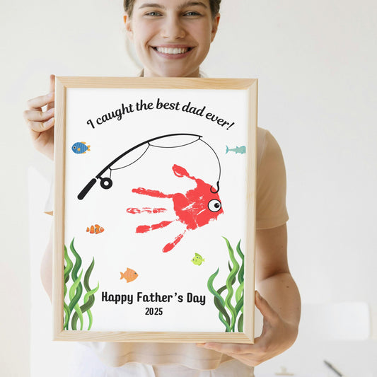Father's Day Handprint Craft Canvas | Gift For Dad | Father's Day Craft Printable | Best Dad Gift | Fishing Craft | Father's Day Gift