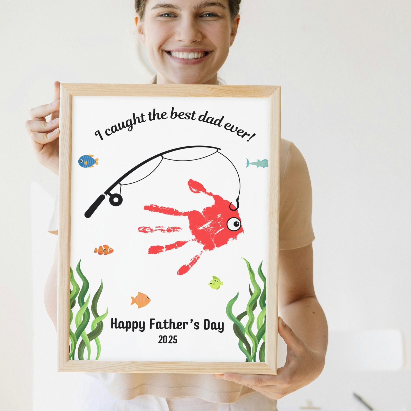 Father's Day Handprint Craft Canvas | Gift For Dad | Father's Day Craft Printable | Best Dad Gift | Fishing Craft | Father's Day Gift