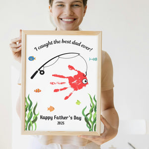 Father's Day Handprint Craft Canvas | Gift For Dad | Father's Day Craft Printable | Best Dad Gift | Fishing Craft | Father's Day Gift