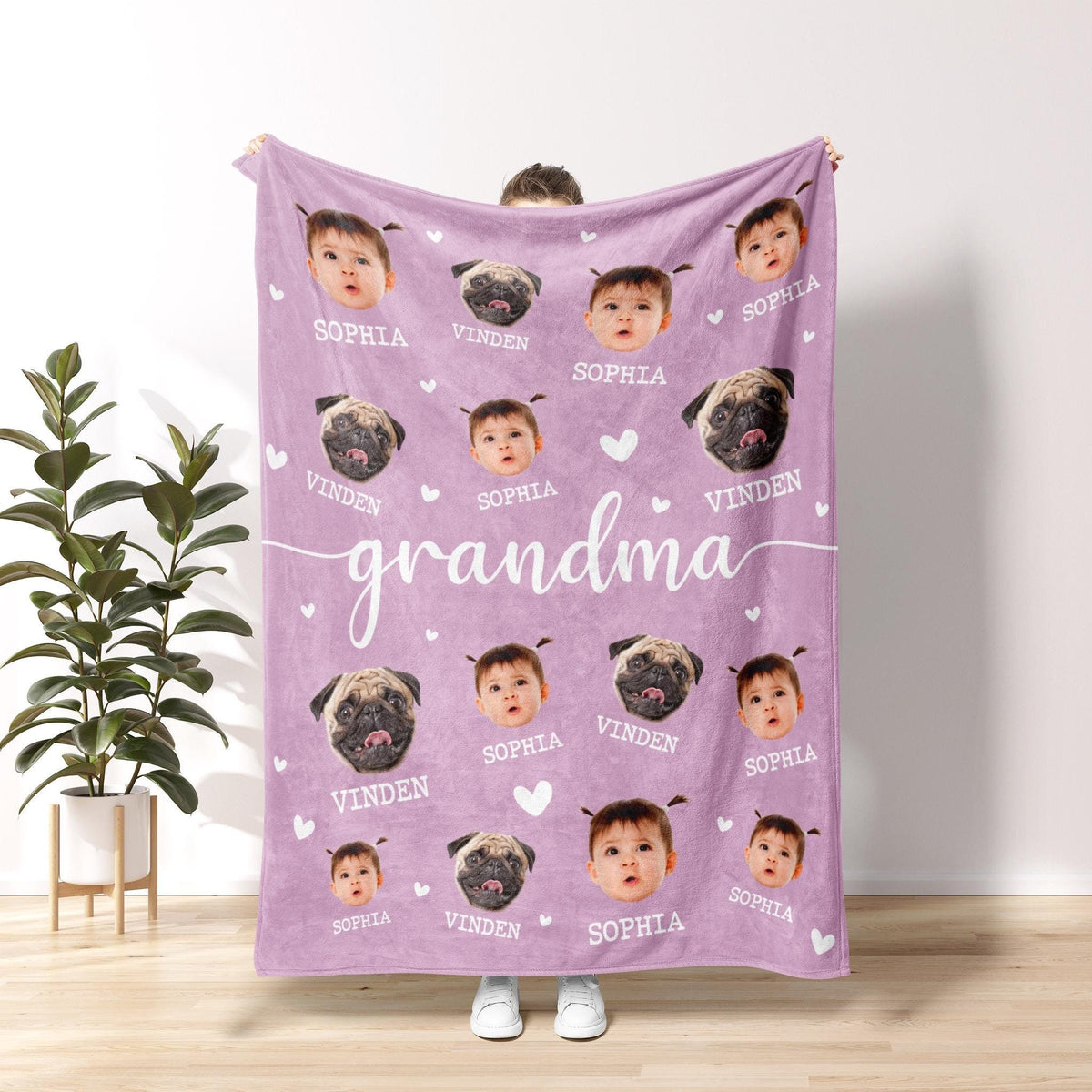Mother s Day Gift for Nana,Grandma Gift, Personalized Photo Blanket,Custom Baby Photo Blanket for Grandma,Grandma Blanket with Baby Face