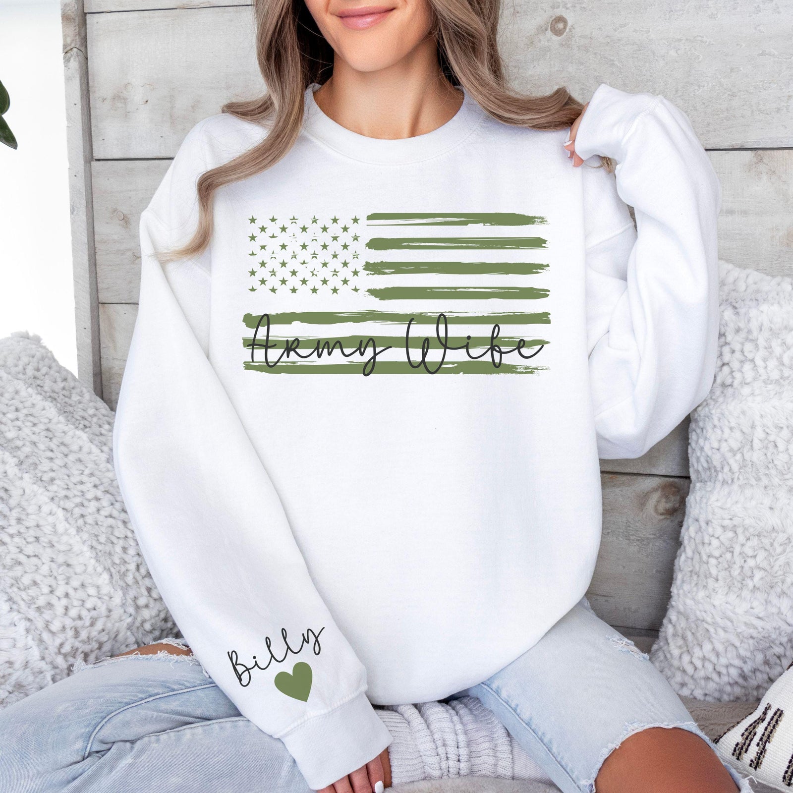 Personalized Proud Army Wife Sweatshirt, Military Wife Sweatshirt, Army Wife Shirt,Military Mom Shirt, Army Wife Gift,Christmas Gift for Mom