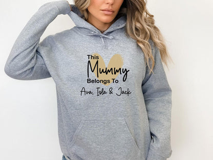 Mummy Hoodie, This Mummy Belongs, Custom Mama Jumper, Personalised Jumper, New Mum Gift, Mama Birthday Gift, Mom To Be Top, New Mummy Hoodie