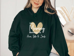 Mummy Hoodie, This Mummy Belongs, Custom Mama Jumper, Personalised Jumper, New Mum Gift, Mama Birthday Gift, Mom To Be Top, New Mummy Hoodie