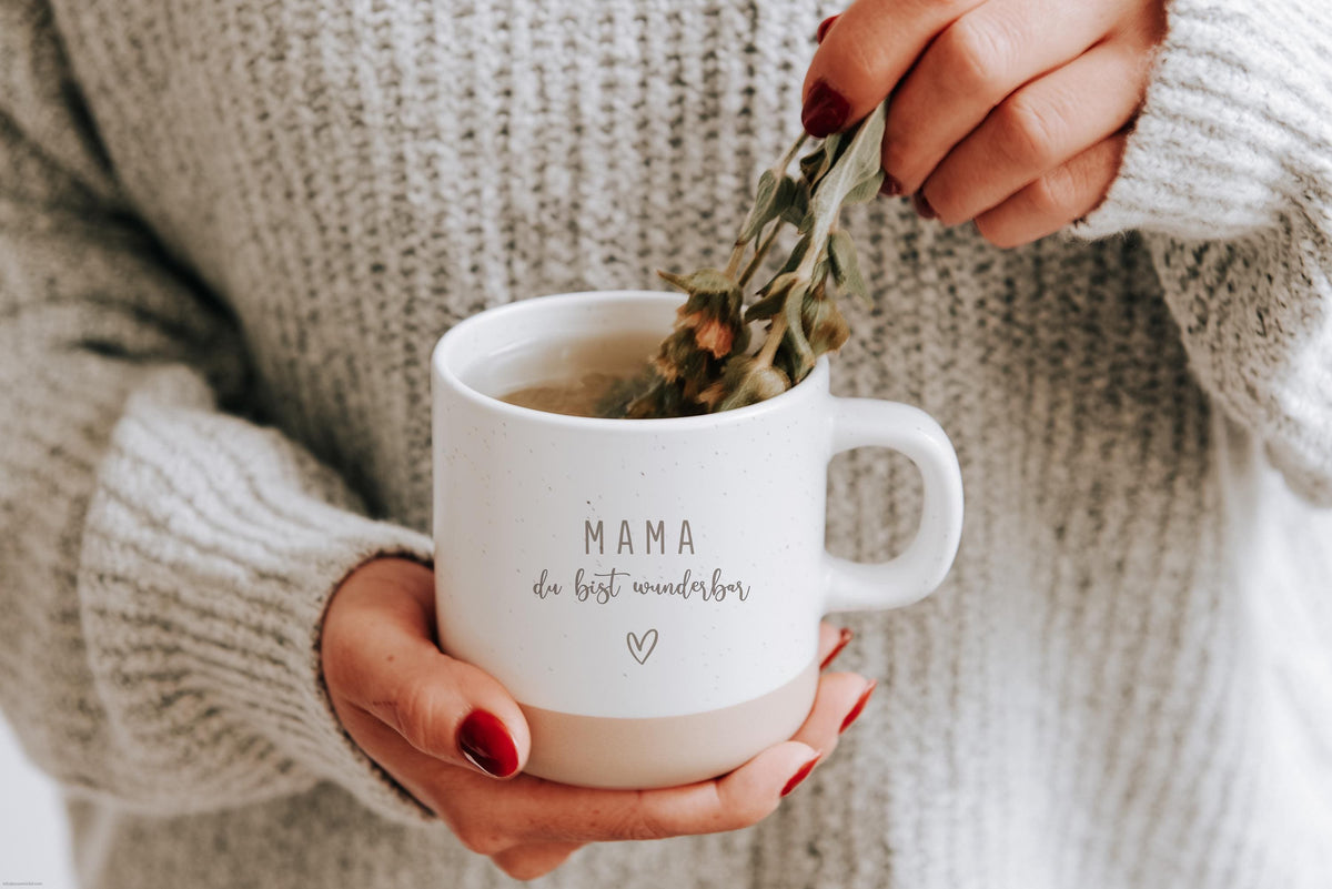 Personalized ceramic mug with your text | Stoneware mug with your own engraving | Natural and unglazed base