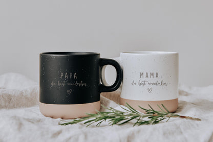 Personalized ceramic mug with your text | Stoneware mug with your own engraving | Natural and unglazed base