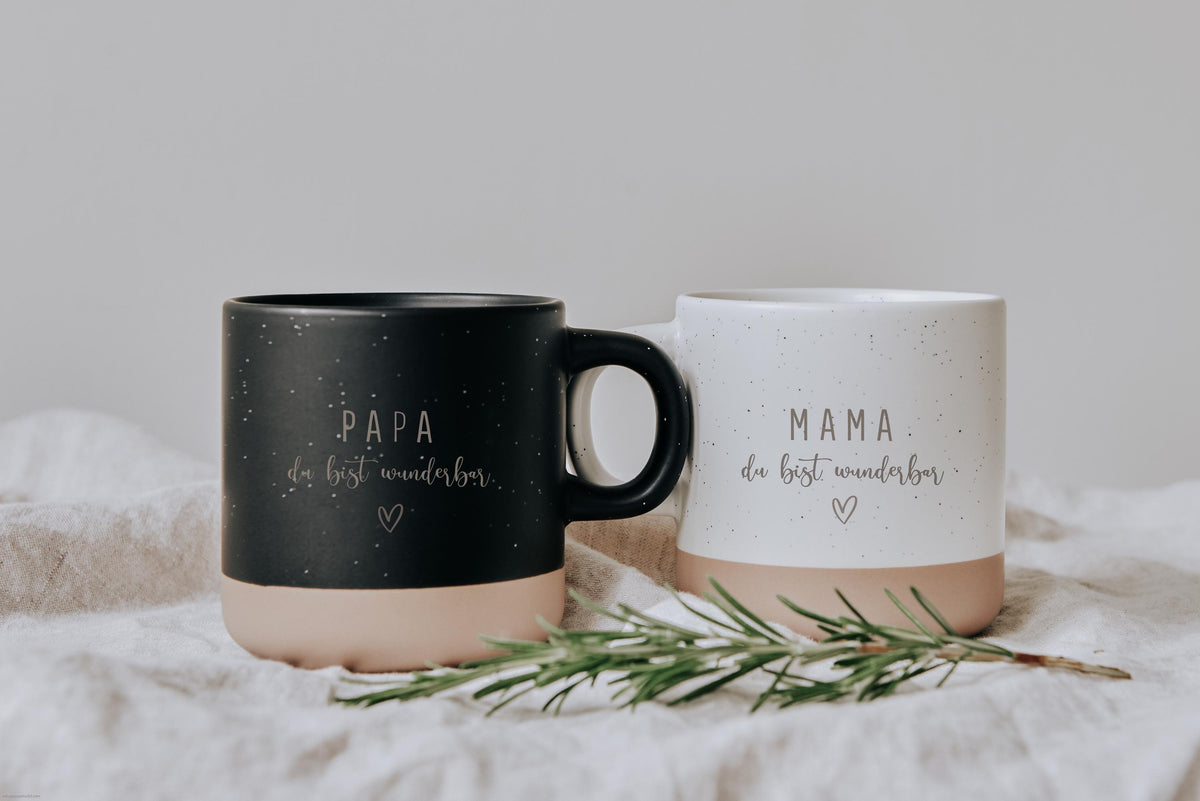 Personalized ceramic mug with your text | Stoneware mug with your own engraving | Natural and unglazed base