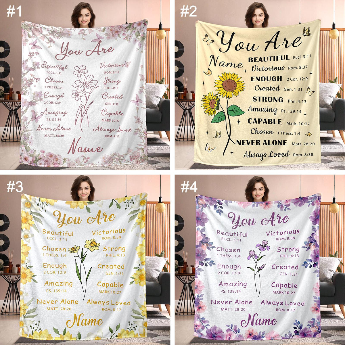 Custom Christian Gifts Blanket, Religious Gifts for Women, Personalized Name Blanket, Faith Gifts, Inspirational Gift for Girls Daughter