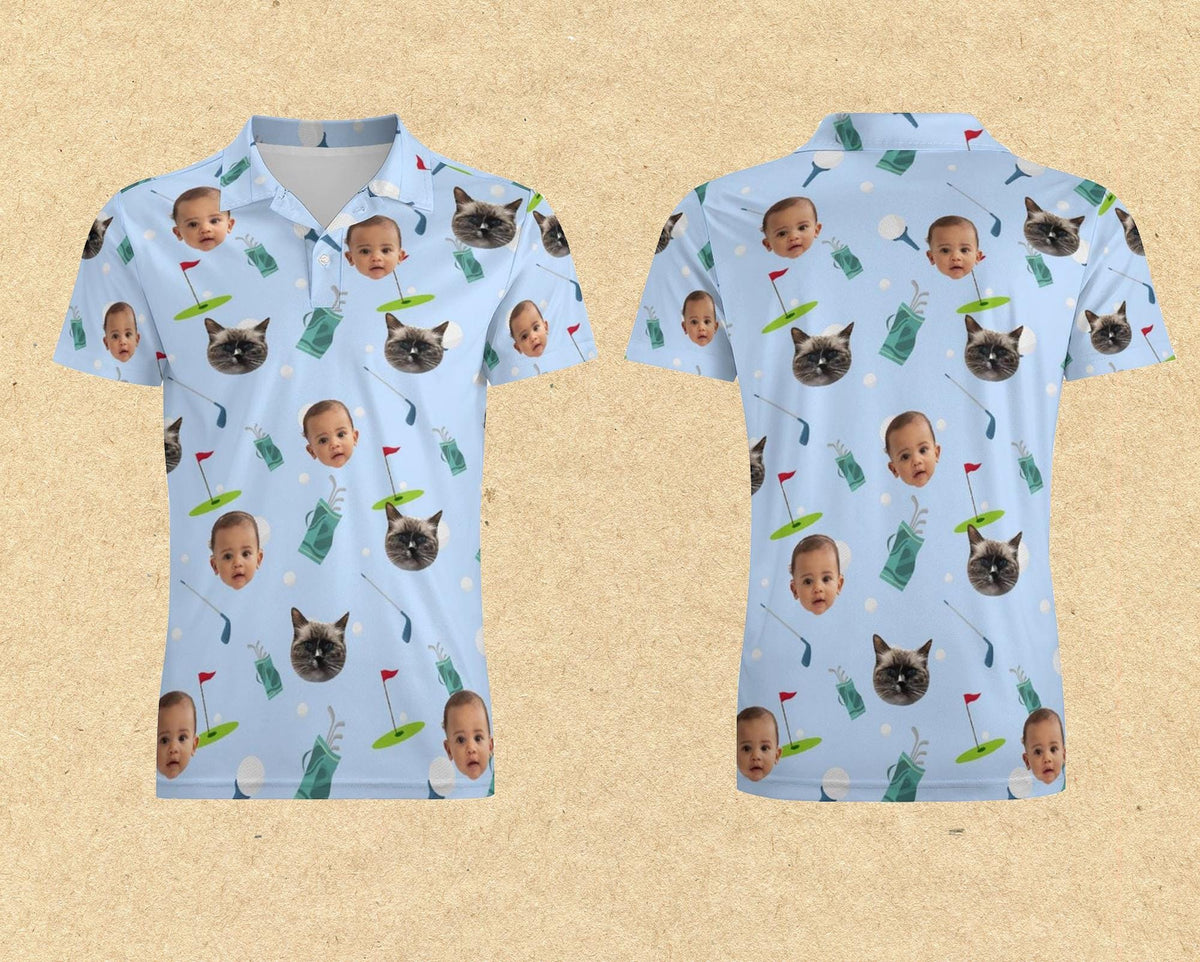 Custom Face Polo Shirt for Golfer Face on shirt gifts for husband Personalized Short Sleeve Golf Shirt Custom Polo for Golfer, Valentine Day