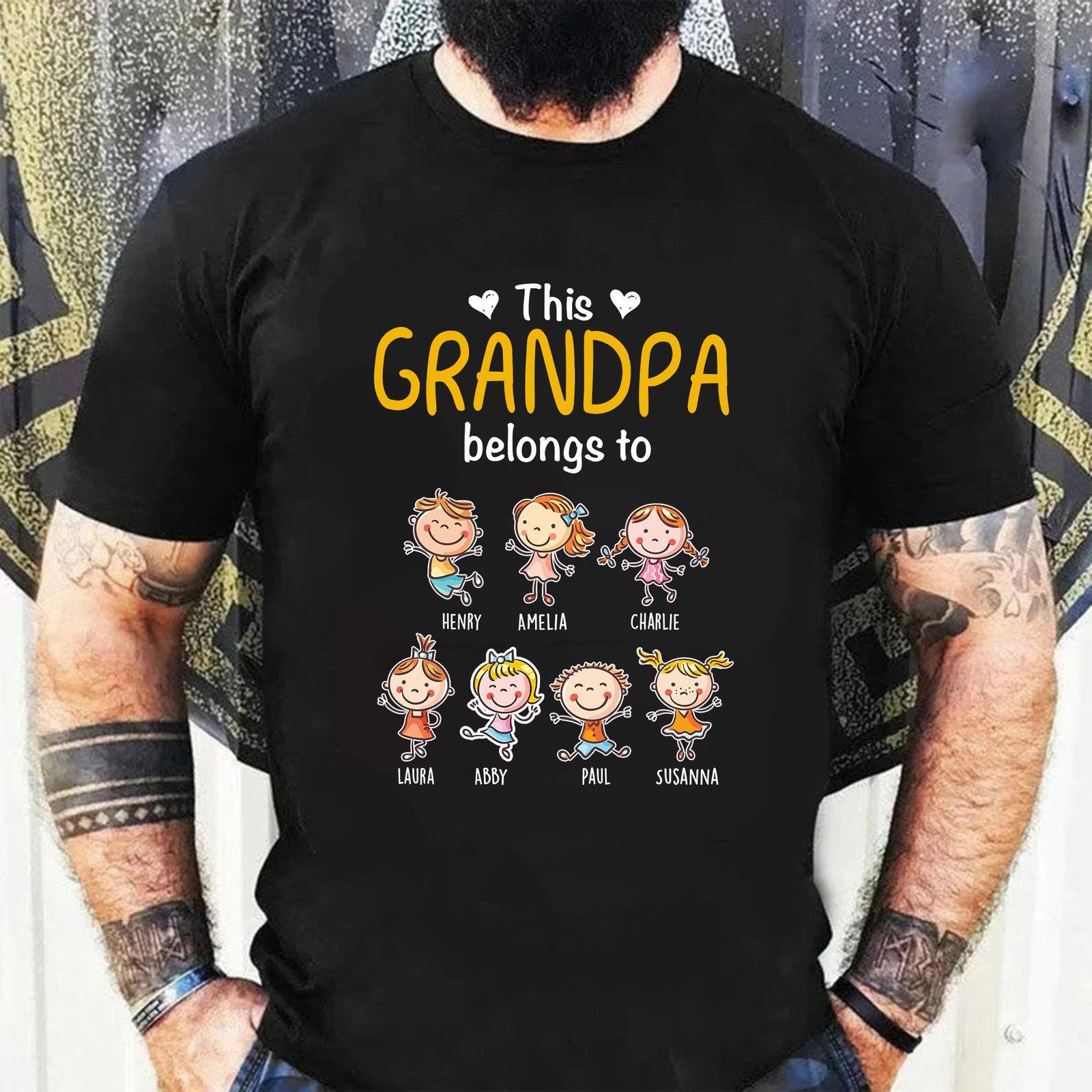 This Grandpa Belongs To Grandchild Name Shirt, Gift For Papa,Daddy Custom Names Sweatshirt, Best Grandpa Ever, Grandma Father Day Gift