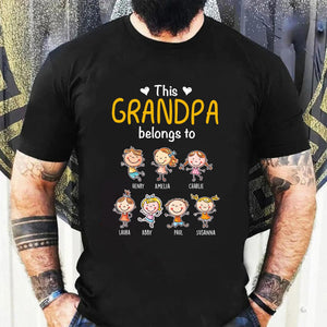 This Grandpa Belongs To Grandchild Name Shirt, Gift For Papa,Daddy Custom Names Sweatshirt, Best Grandpa Ever, Grandma Father Day Gift