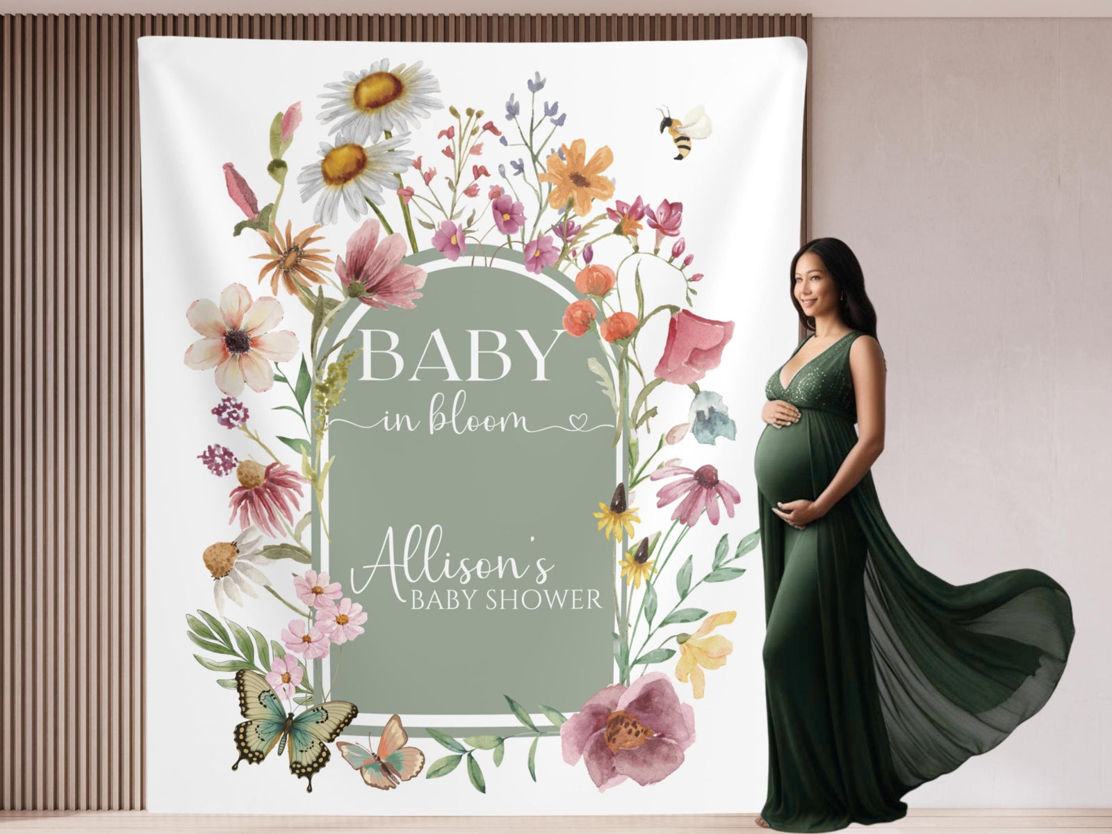 Arch Baby in Bloom Baby Shower Backdrop, Floral Baby Shower Photo Backdrop, Wildflower Shower Banner, Baby in Bloom Decor, Baby in Bloom