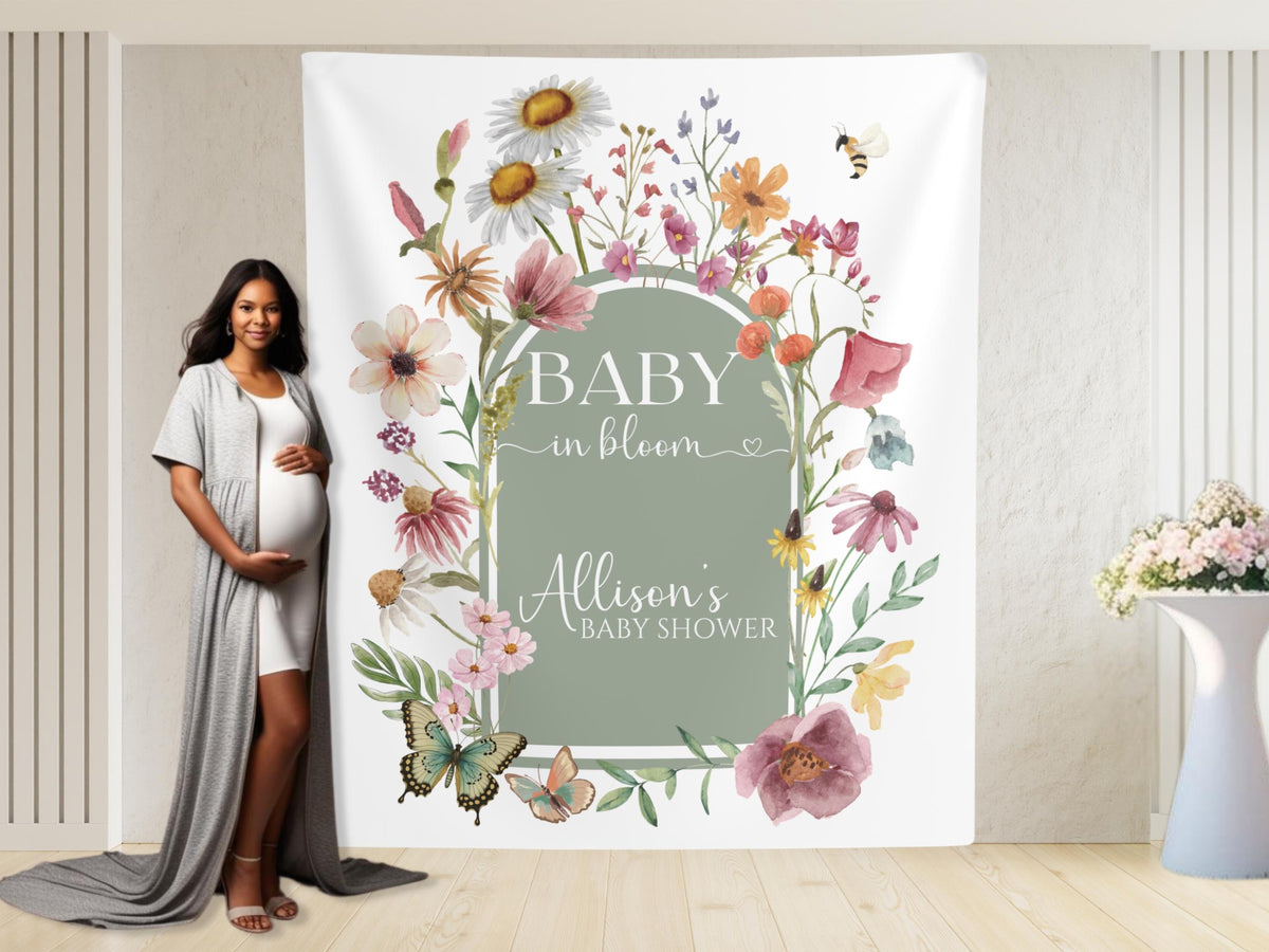 Arch Baby in Bloom Baby Shower Backdrop, Floral Baby Shower Photo Backdrop, Wildflower Shower Banner, Baby in Bloom Decor, Baby in Bloom