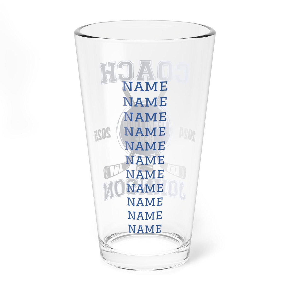 Custom Hockey Coach/Manager Beer Glass, Hockey Coach Gift, Personalized team logo and player names, end-of-season gift, custom coach gift
